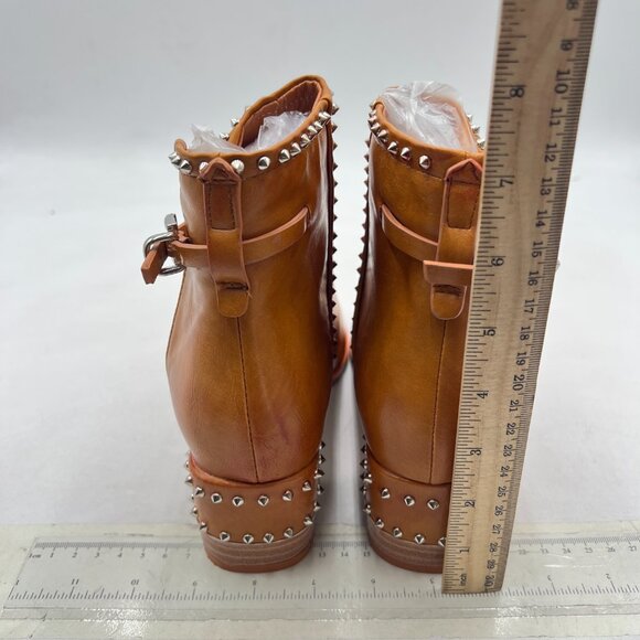 FSJ Brown Rivets Peep Open Toe Sandals Boot Cut Out Buckle Ankle Bootie - Picture 5 of 8